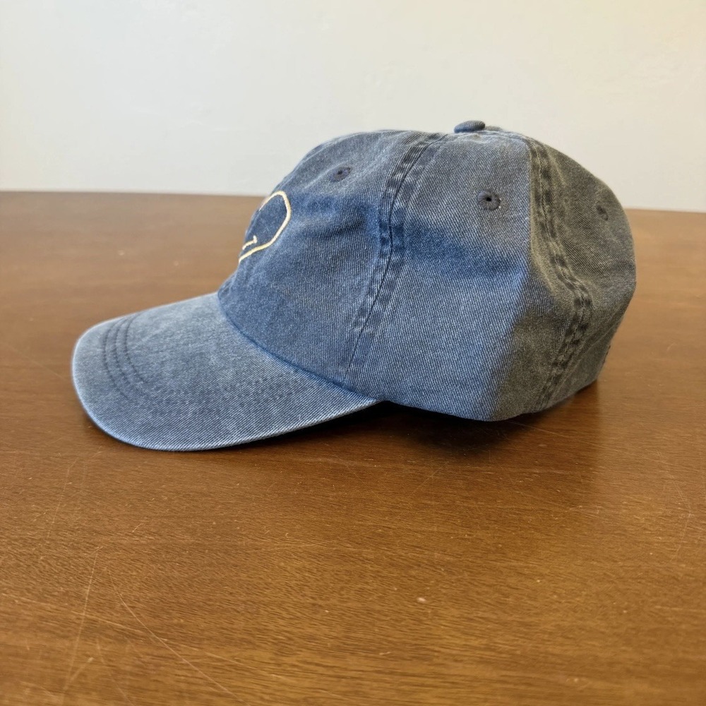 Cinq à Sept Embroidered Denim Hat Blue Womens One Size Heart Smiley Face Dad Cap - Picture 3 of 5